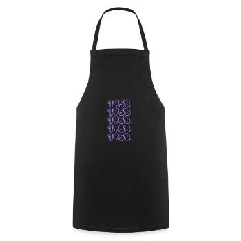 Born in 1958 - Cooking Apron - black - Front - AI Model Male 185 dark (185cm)