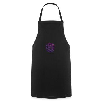 Moi et Karma Vibe Comme ça Le karma est un chat - Tablier de cuisine - noir - Devant - AI Model Male 185 dark (185cm)