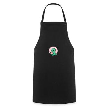Mignon livre lisant Dinosaure - Tablier de cuisine - noir - Devant - AI Model Male 185 dark (185cm)