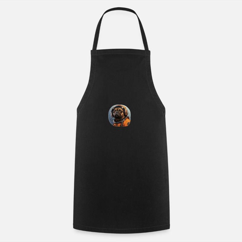 Mops Austronaut - Kochschürze - Schwarz