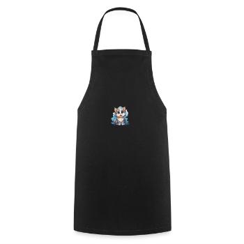Children's Cat - Cooking Apron - black - Front - AI Model Male 185 dark (185cm)