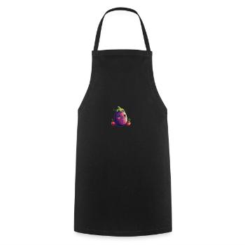 Aubergine Comic Face - Tablier de cuisine - noir - Devant - AI Model Male 185 dark (185cm)