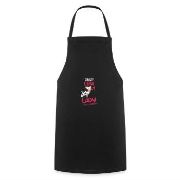 Crazy Cow Lady Women Gift Animal Cow - Cooking Apron - black - Front - AI Model Male 185 dark (185cm)