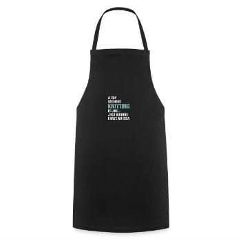 Tricoteuse Une journée sans tricoter - Tablier de cuisine - noir - Devant - AI Model Male 185 dark (185cm)