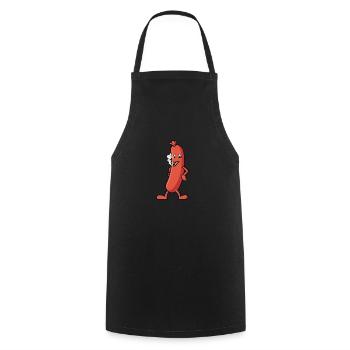 Saucisse qui fume une cigarette - Grill Design - Tablier de cuisine - noir - Devant - AI Model Male 185 dark (185cm)