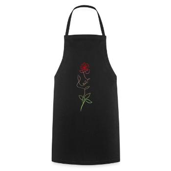Woman's face and floral pink line - Cooking Apron - black - Front - AI Model Male 185 dark (185cm)