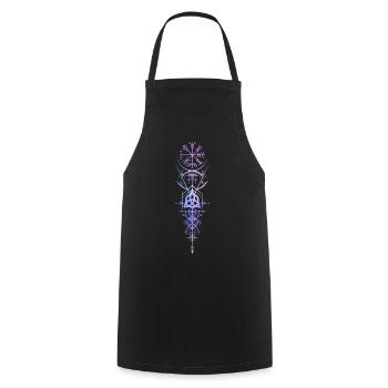 Symboles vikings Vegvisir Mythologie nordique - Tablier de cuisine - noir - Devant - AI Model Male 185 dark (185cm)