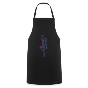 Pole Dance Line Art: Abstract Tattoo Woman - Cooking Apron - black - Front - AI Model Male 185 dark (185cm)