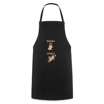 Inhale, Exhale - Pug, Yoga, Exercise, Dog Sports - Cooking Apron - black - Front - AI Model Male 185 dark (185cm)