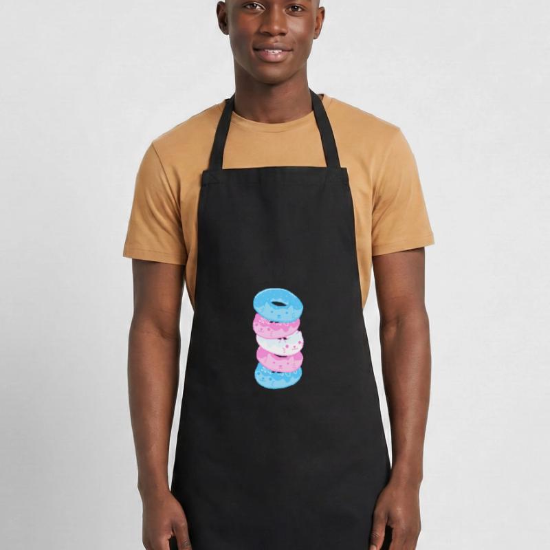 Trans Pride Cat 8-Bit Pixel Donut Stack Trans Tablier de cuisine