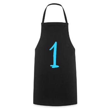 1 YEAR. 1ST ANNIVERSARY. BIRTHDAY 1 YEAR. 1 - Cooking Apron - black - Front - AI Model Male 185 dark (185cm)