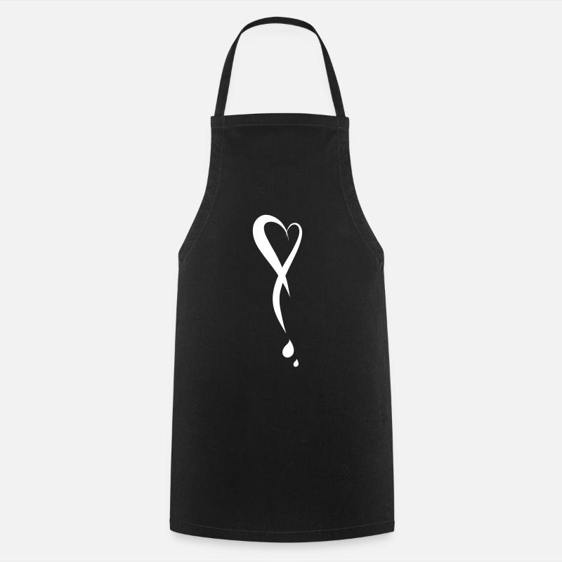 Cœur saignant comme point d’exclamation. Chagrin d'amour - Tablier de cuisine - noir
