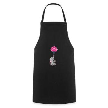 funny elephant with heart balloons | Elephant - Cooking Apron - black - Front - AI Model Male 185 dark (185cm)