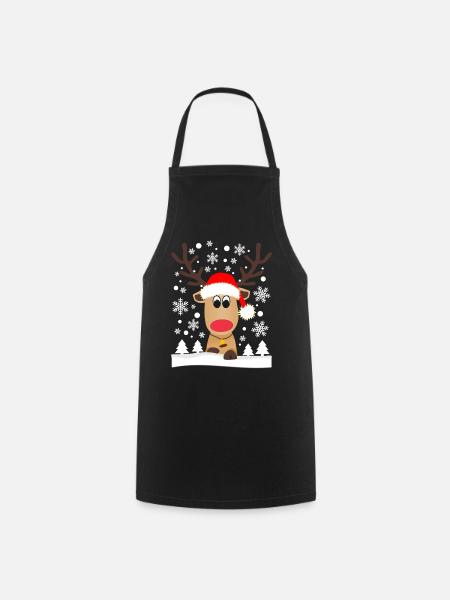 Renne de noël Flocons de neige Hiver - Tablier de cuisine - noir