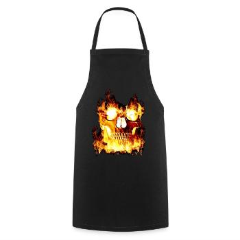 Burning skull - Cooking Apron - black - Front - AI Model Male 185 dark (185cm)
