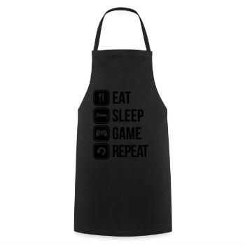 eat sleep game repeat spiele - Kochschürze - Schwarz - Vorne - AI Model Male 185 dark (185cm)