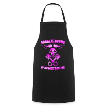 Bikerin forever - Kochschürze - Schwarz - Vorne - AI Model Male 185 dark (185cm)