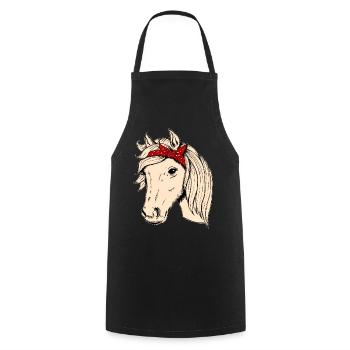 Tête de cheval avec chiffon cavalier cavalier cadeau cheval - Tablier de cuisine - noir - Devant - AI Model Male 185 dark (185cm)