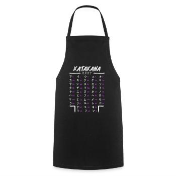 Learn Japanese Katakana Anime Manga Japan Fans - Cooking Apron - black - Front - AI Model Male 185 dark (185cm)