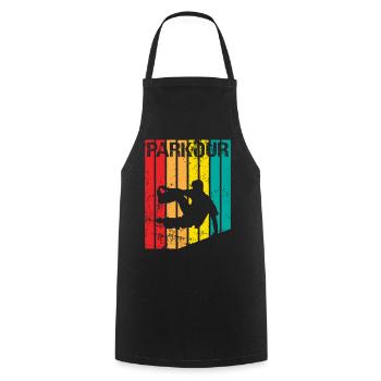 Vintage Parkour Freerunning Siluette Gift Idea - Cooking Apron - black - Front - AI Model Male 185 dark (185cm)