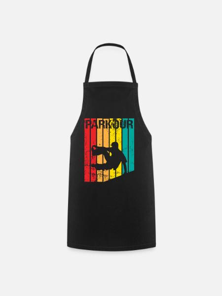 Vintage Parkour Freerunning Siluette Geschenkidee - Kochschürze - Schwarz