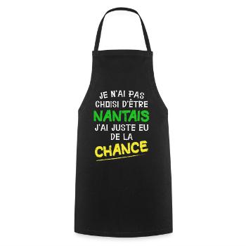Nantes - Nantais - Ville - Foot - Cadeau - Chance - Tablier de cuisine - noir - Devant - AI Model Male 185 dark (185cm)
