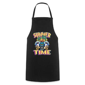 Summer Sun Palm Trees Skull Beach Sea Holiday - Cooking Apron - black - Front - AI Model Male 185 dark (185cm)