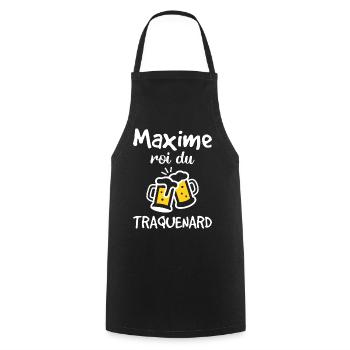 Maxime Roi Du Traquenard - Humour De Maxime - Tablier de cuisine - noir - Devant - AI Model Male 185 dark (185cm)