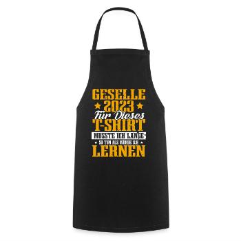 Geselle 2023 Gesellenprüfung - Kochschürze - Schwarz - Vorne - AI Model Male 185 dark (185cm)