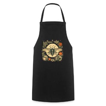 Mystical moth with magical herbarium and moons - Cooking Apron - black - Front - AI Model Male 185 dark (185cm)