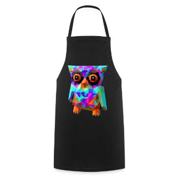 Hibou polygonal - Tablier de cuisine - noir - Devant - AI Model Male 185 dark (185cm)