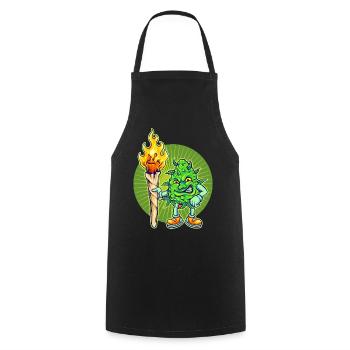 Cannabis Marijuana Weed Smoking - Cooking Apron - black - Front - AI Model Male 185 dark (185cm)