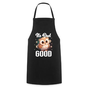 Son hibou bon Eule Eulen - Tablier de cuisine - noir - Devant - AI Model Male 185 dark (185cm)