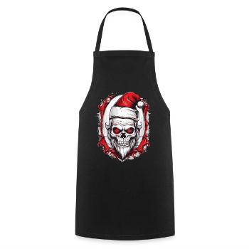Totenkopf Weihnachtsmann - Kochschürze - Schwarz - Vorne - AI Model Male 185 dark (185cm)