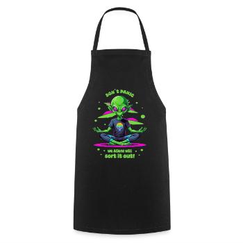 Alien Regulates this ! - Cooking Apron - black - Front - AI Model Male 185 dark (185cm)