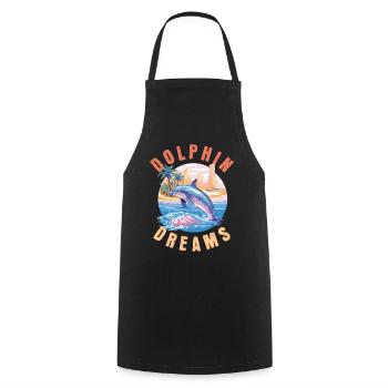 Dauphin Été Soleil Plage Mer Palmiers Vacances - Tablier de cuisine - noir - Devant - AI Model Male 185 dark (185cm)