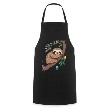 Paresseux de Pâques avec des œufs de Pâques - Tablier de cuisine - noir - Devant - AI Model Male 185 dark (185cm)