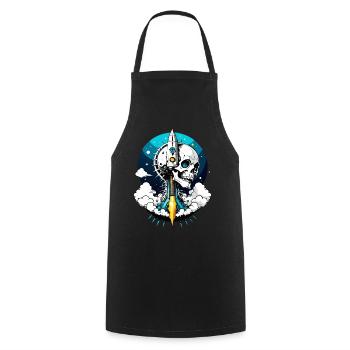 Rocket Skull // Skull Rocket // Space FS0154 - Cooking Apron - black - Front - AI Model Male 185 dark (185cm)