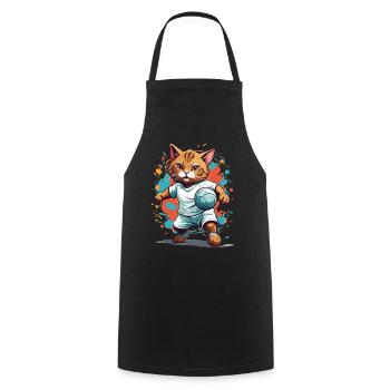 Handball Cat Esthétique Streetwear - Tablier de cuisine - noir - Devant - AI Model Male 185 dark (185cm)