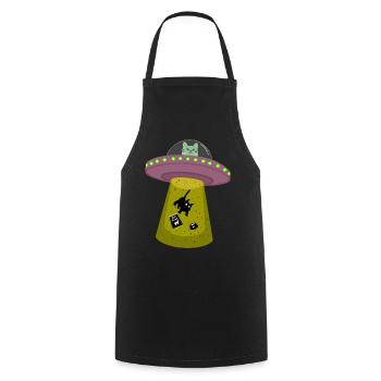 Chat OVNI - Tablier de cuisine - noir - Devant - AI Model Male 185 dark (185cm)