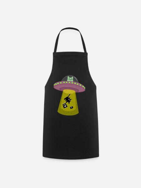 ufo cat - Cooking Apron - black