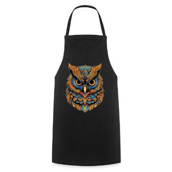 Portrait of an Owl - Cooking Apron - black - Front - AI Model Male 185 dark (185cm)