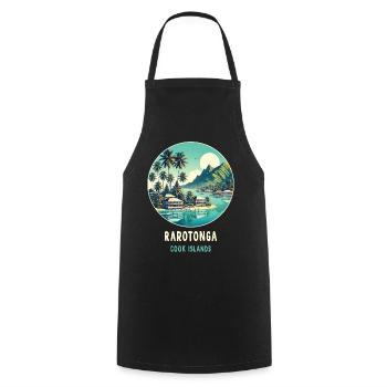 Parotonga Cook Islands sea palm trees - Cooking Apron - black - Front - AI Model Male 185 dark (185cm)