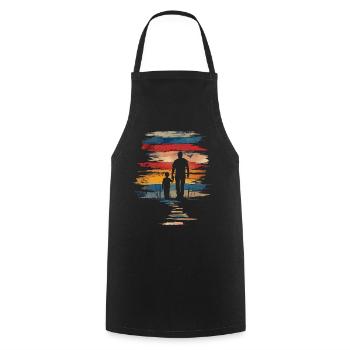Father's Day father and son retro vintage - Cooking Apron - black - Front - AI Model Male 185 dark (185cm)