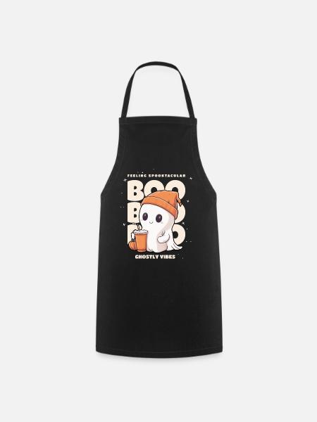 Halloween Costume, Little Ghost, Ghost, Pumpkin - Cooking Apron - black