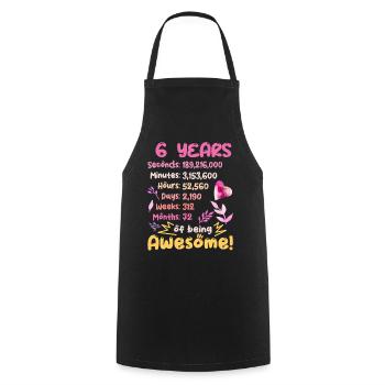 6 years old! Birthday gift for 6th birthday - Cooking Apron - black - Front - AI Model Male 185 dark (185cm)