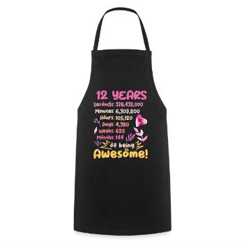 12 ans ! Cadeau d’anniversaire 12e anniversaire - Tablier de cuisine - noir - Devant - AI Model Male 185 dark (185cm)