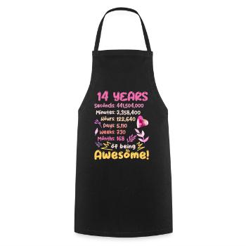 14 years old! Birthday Gift 14th Birthday - Cooking Apron - black - Front - AI Model Male 185 dark (185cm)