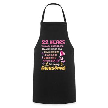 22 years old! Birthday Gift 22nd Birthday - Cooking Apron - black - Front - AI Model Male 185 dark (185cm)