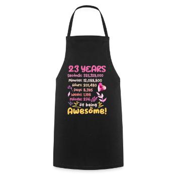 23 Jahre alt! Geburtstagsgeschenk 23. Geburtstag - Kochschürze - Schwarz - Vorne - AI Model Male 185 dark (185cm)